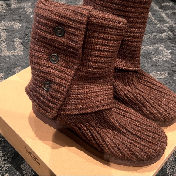 UGG CLASSIC CARDY SWEATER KNIT BOOTS IN BROWN - Picture 5 of 15